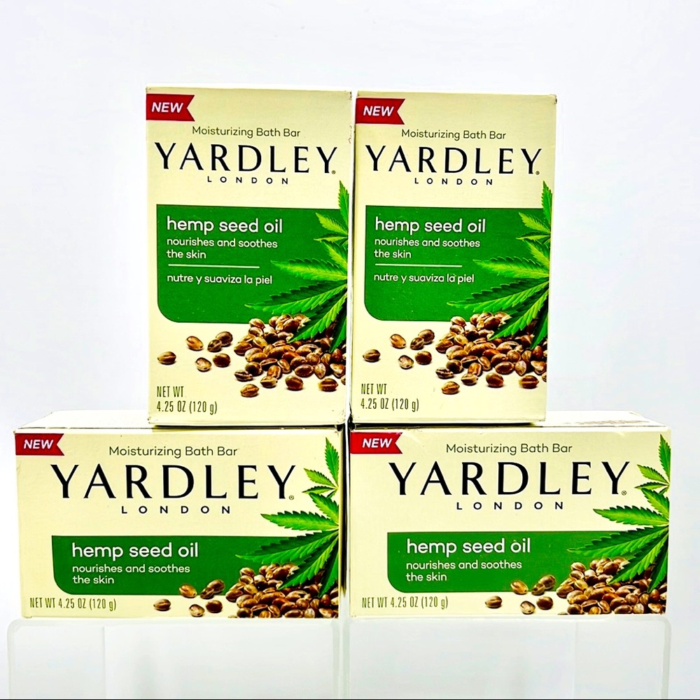 Yardley of  London • Hemp Seed Oil • 4 Bath and Beauty Bar Soaps 4.25 ounce each
